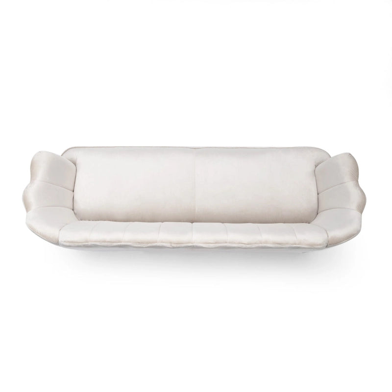 76.25 Velvet Channel Stitching 3-seater Sofa with Metal Legs for Living Room