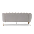 76.25 Velvet Channel Stitching 3-seater Sofa with Metal Legs for Living Room