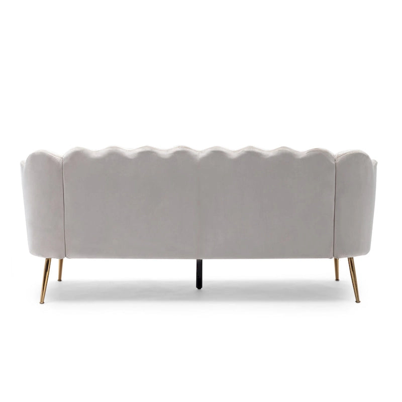76.25 Velvet Channel Stitching 3-seater Sofa with Metal Legs for Living Room