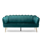 76.25 Velvet Channel Stitching 3-seater Sofa with Metal Legs for Living Room