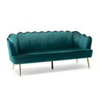 76.25 Velvet Channel Stitching 3-seater Sofa with Metal Legs for Living Room