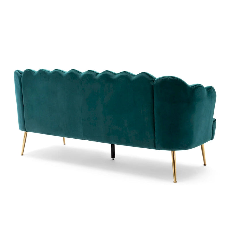 76.25 Velvet Channel Stitching 3-seater Sofa with Metal Legs for Living Room