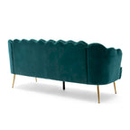 76.25 Velvet Channel Stitching 3-seater Sofa with Metal Legs for Living Room