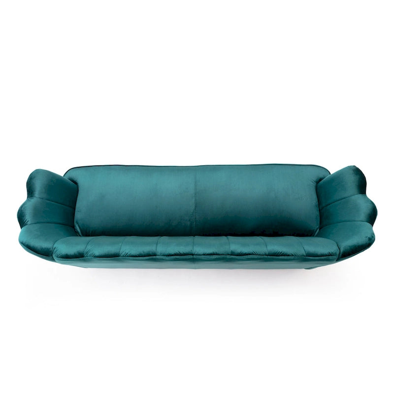 76.25 Velvet Channel Stitching 3-seater Sofa with Metal Legs for Living Room