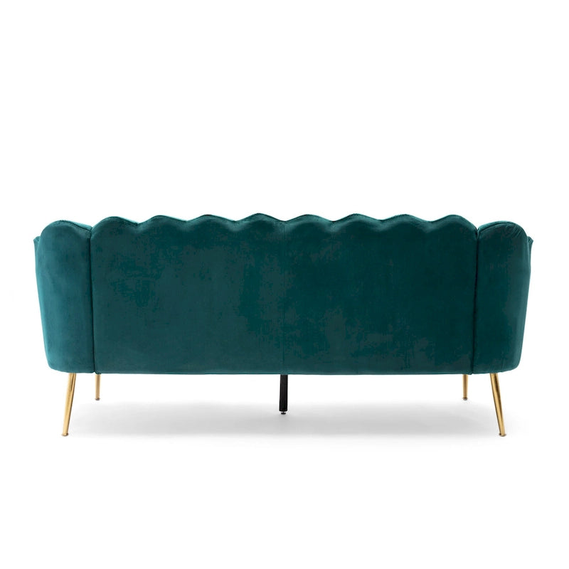 76.25 Velvet Channel Stitching 3-seater Sofa with Metal Legs for Living Room