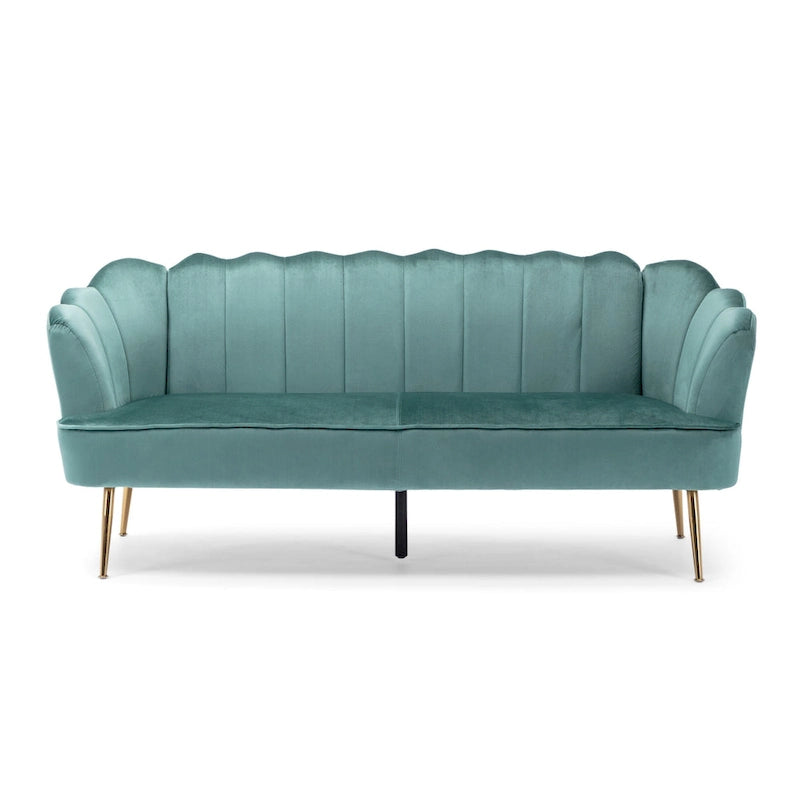 76.25 Velvet Channel Stitching 3-seater Sofa with Metal Legs for Living Room
