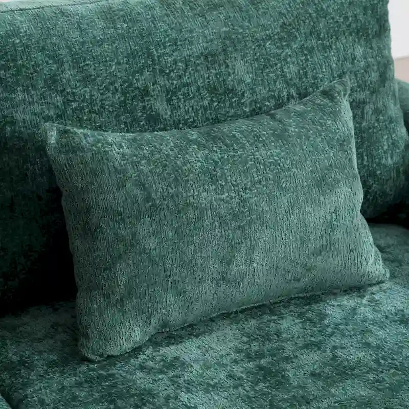 Green 68.9 Chenille 2-Seater Sofa with Detachable Cushions and Wooden Legs