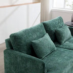 Green 68.9 Chenille 2-Seater Sofa with Detachable Cushions and Wooden Legs