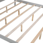 Pine Wood Canopy Platform Bed with Headboard, Support Legs, Wash Finish
