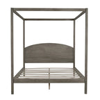 Pine Wood Canopy Platform Bed with Headboard, Support Legs, Wash Finish