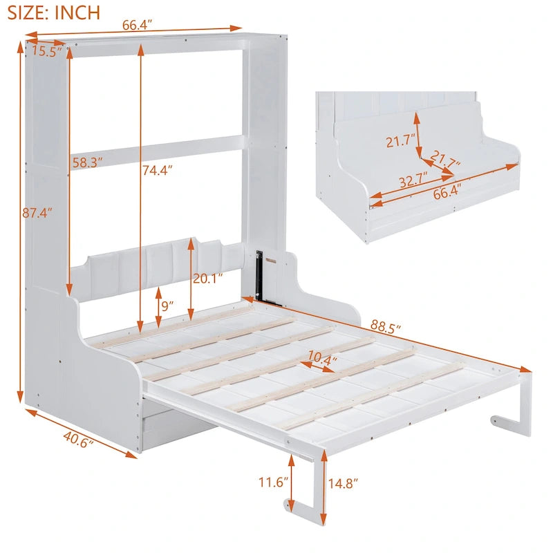 Modern Queen Murphy Bed with Cushion