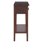 38.2 Rustic Console Table with Open Shelf and Three Drawers, Rubber Wood Legs