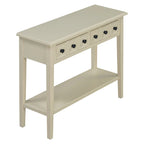 38.2 Rustic Console Table with Open Shelf and Three Drawers, Rubber Wood Legs