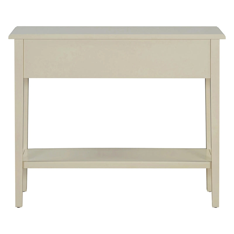 38.2 Rustic Console Table with Open Shelf and Three Drawers, Rubber Wood Legs