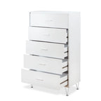 5-Drawer Solid Wood Vertical Chest, Modern Wooden Chest of Drawers with Spacious Storage Space for Bedroom, Lliving room