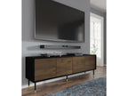 Meublori 4D 180cm TV stand with milled edges on matte black/oak legs