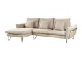 Sersan Modern Left-Facing Corner Sofa with Adjustable Backrest and Beige Chenille Fabric Cushions