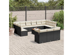 Garden furniture set with cushions, 14 pieces, black woven resin