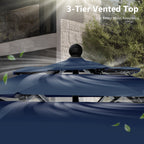 MAISON ARTS 10ft 3 Tier Auto-tilt Patio Umbrella Outdoor Double Vented Umbrella with LED Lights