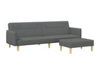 2-seater sofa bed with footrest, dark grey fabric