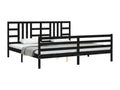 Bed frame with black headboard, 200x200 cm, solid wood