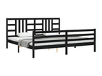 Bed frame with black headboard, 200x200 cm, solid wood