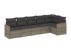 6-piece garden furniture set with grey resin wicker cushions