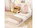 Cabin bed 90x200cm flat children's bed in the shape of a house with slatted base by Meublori in solid white pine