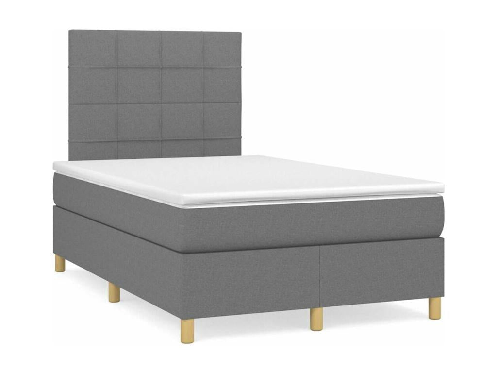 Meublori bed base with dark grey LED mattress, 120x190 cm, fabric