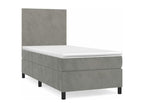 Upholstered bed base and mattress, light grey, 90x200 cm, velvet