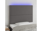 LED Headboard, Grey, 90x5x118/128 cm, Faux Leather