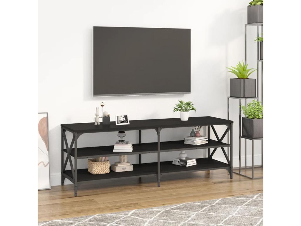 Black TV stand 140x40x50 cm engineered wood