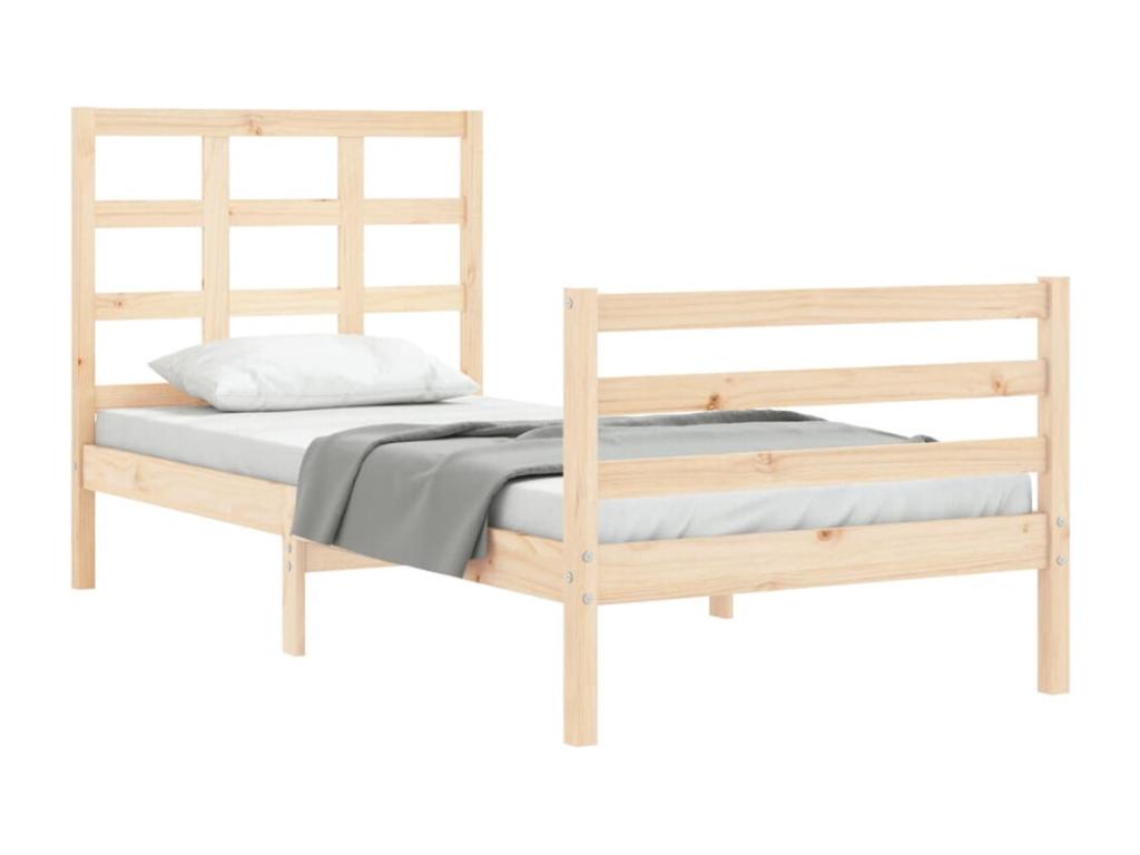 Small, simple, solid wood bed frame with headboard