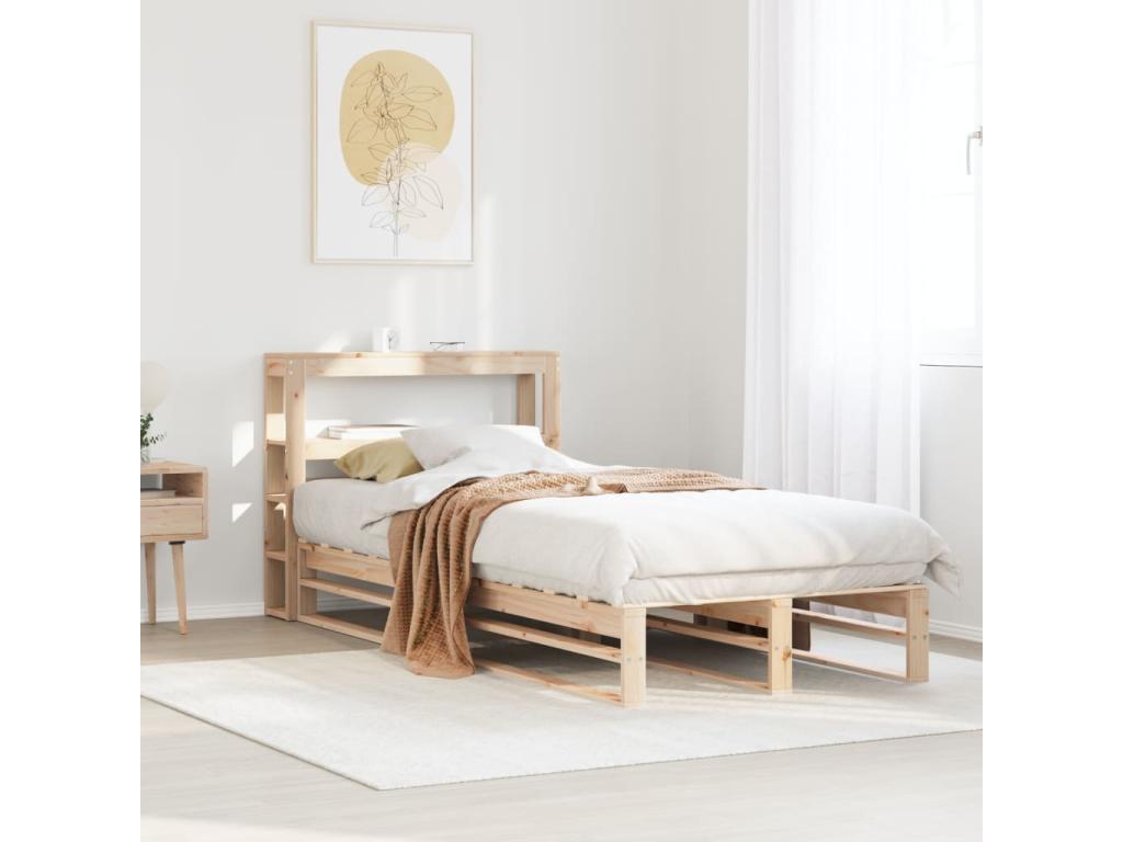 Bed frame without mattress 90x200 cm solid pine wood