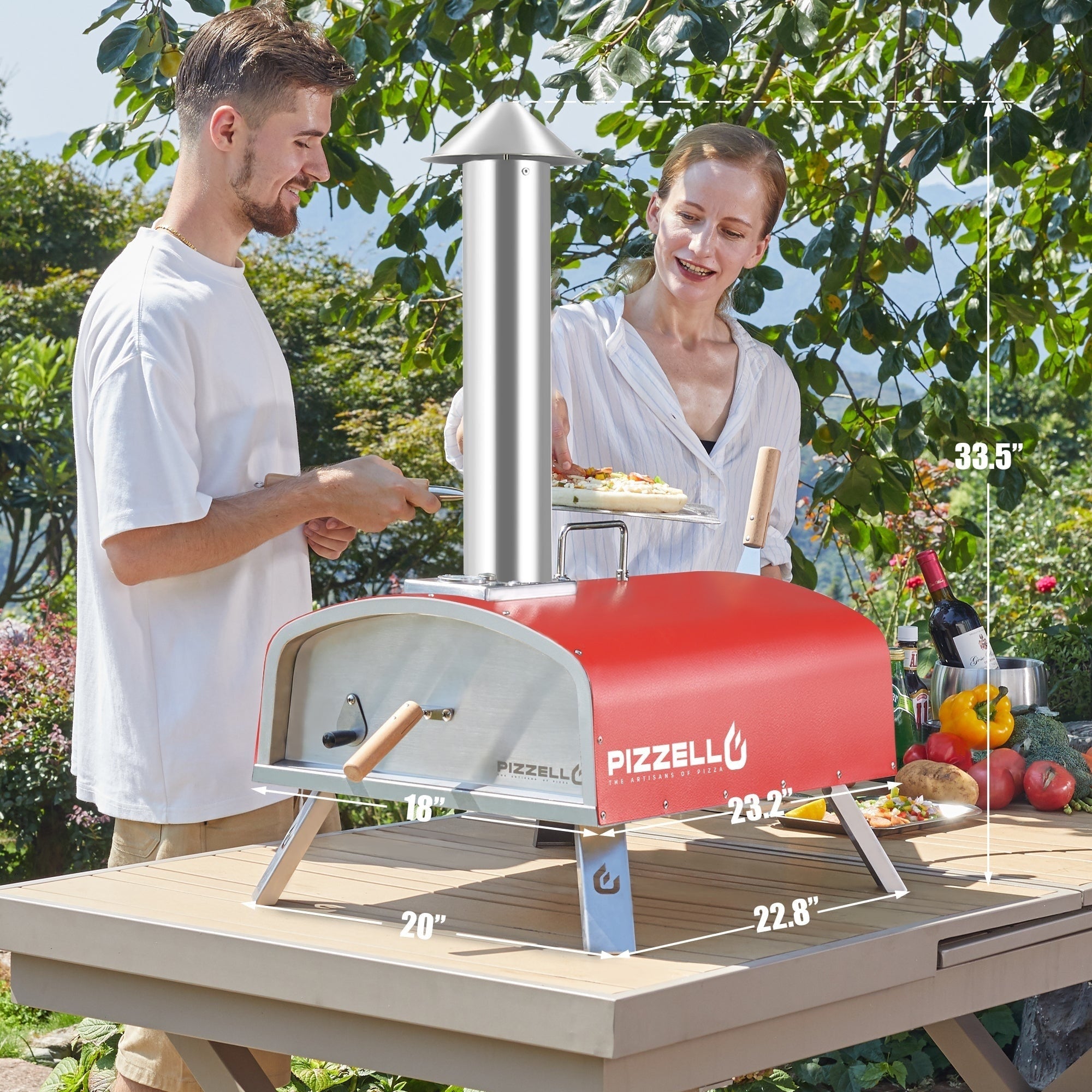 Outdoor Wood Fired Pizza Oven Portable Pizza Oven with Pizze Peel, Carry Bag - 16 inch