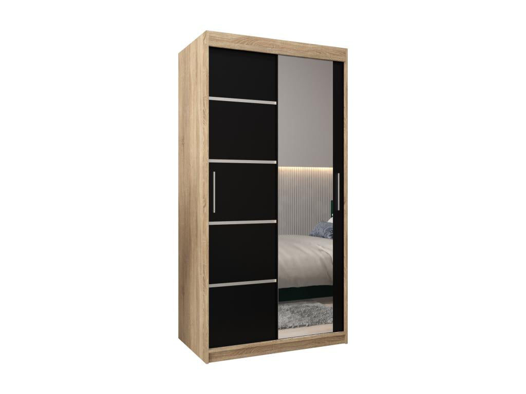 Meublori 2 Sliding Door Wardrobe 200/100/62 2 Doors Meublori/Black