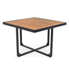 18-Pieces Acacia Wood Patio Dining Set, 8 Cushioned Chairs & 8 Ottomans & 2 Square Table