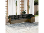 6-piece garden furniture set with grey resin wicker cushions