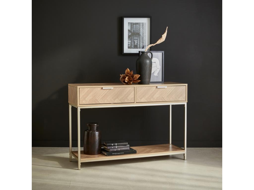 Console table - two drawers - one shelf - W 110 x D 35 x H 75cm