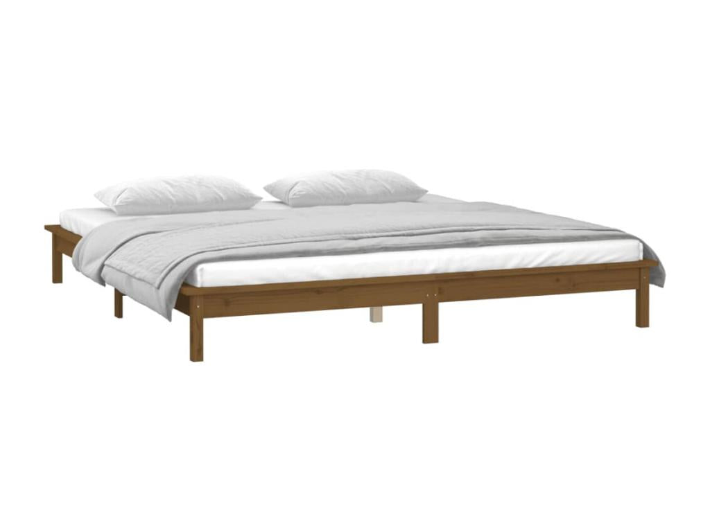 LED bed frame without mattress, 160x200 cm, solid wood