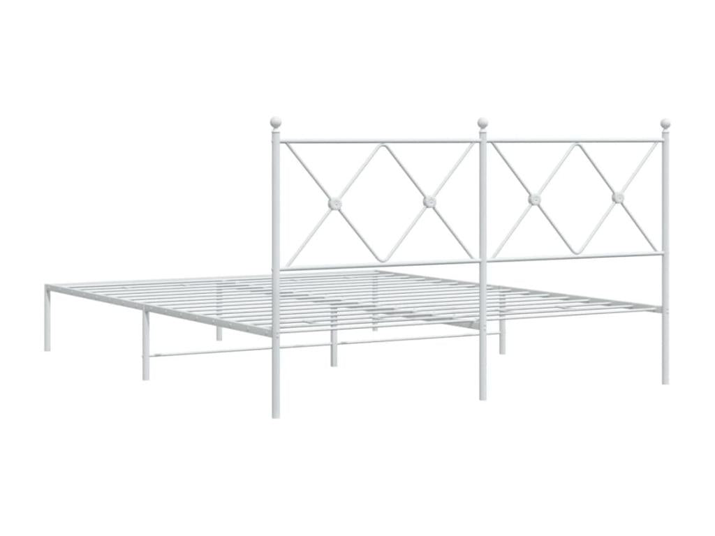 Metal bed frame with white headboard, 150x200 cm