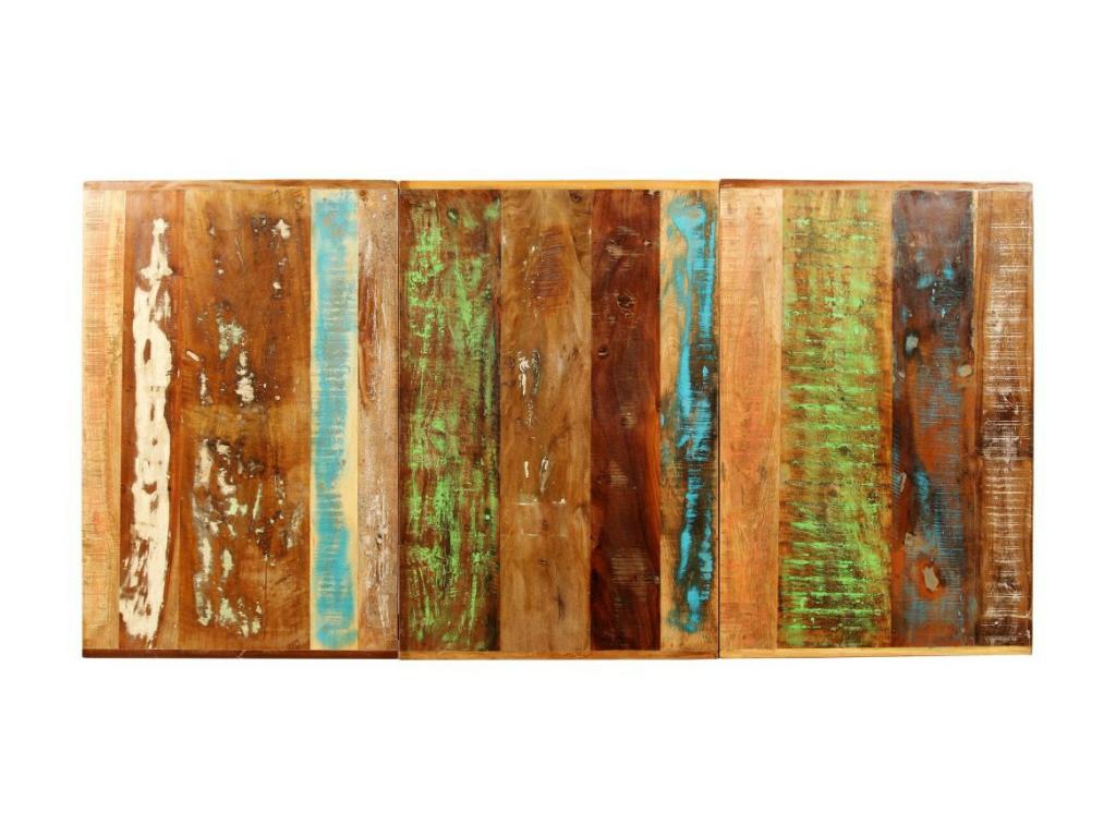 Unik 140cm dining table made of reclaimed wood with black steel legs