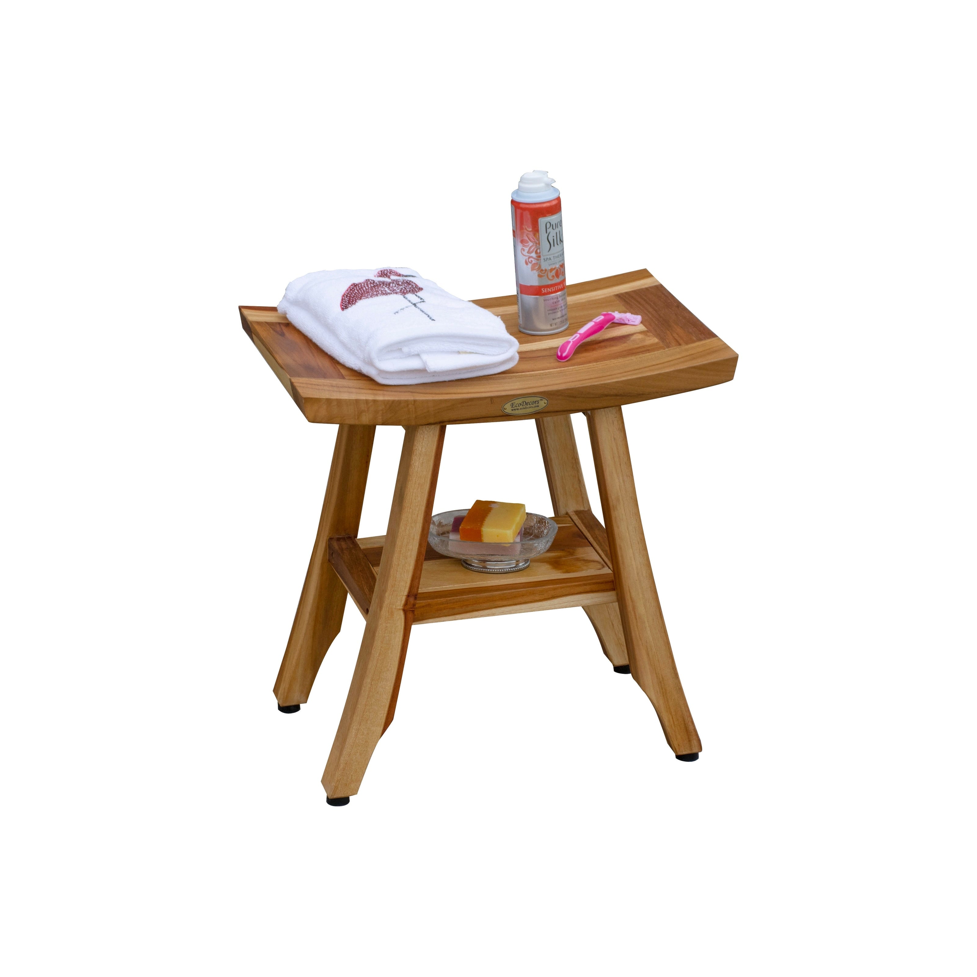 EcoDecors, Bench, Shower Stool, Shower Seat, Shower Chair for Inside Shower, Small Bench, Teak Shower Bench, Shower Foot Rest