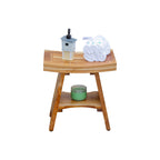 EcoDecors, Serenity, Teak Shower Bench, Teak Shower Stool, Teak Corner Shower Bench, 18 Inch, With Shelf