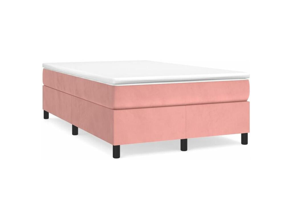 Meublori bed base with pink velvet mattress 120x200
