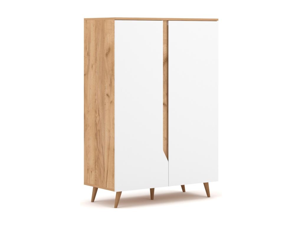Dulce 90cm Natural Wood and Matte White Storage Cabinet