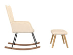 Rocking chair with footstool, cream fabric