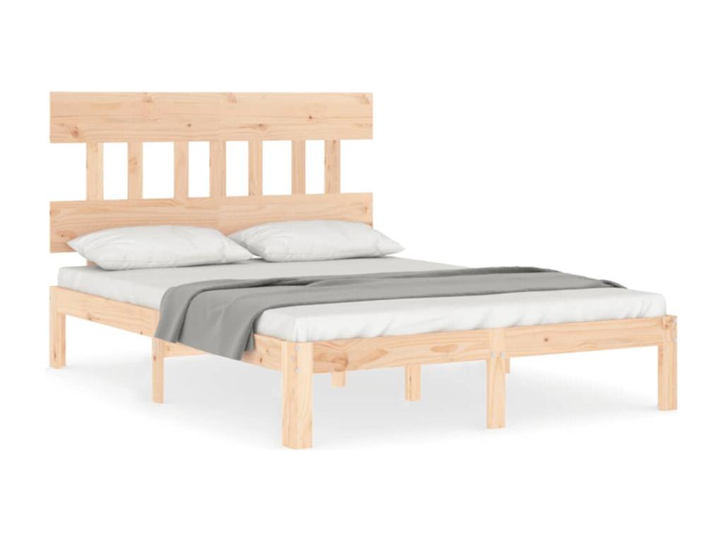 Bed frame with headboard 140x200 solid wood