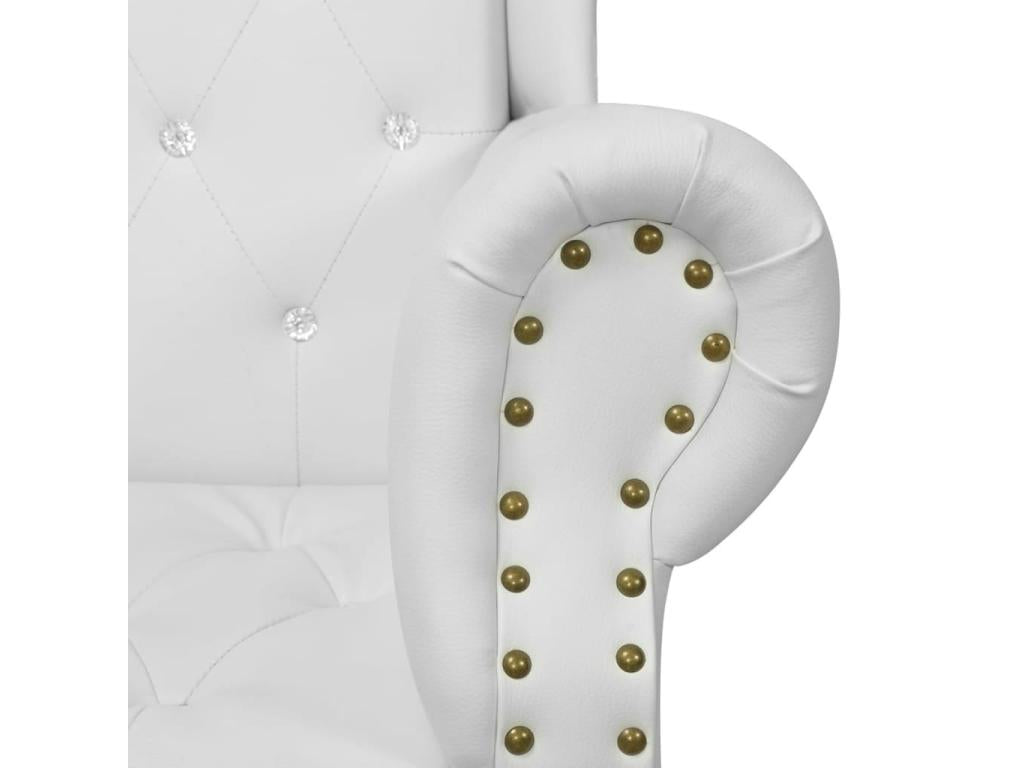 White faux leather high-back chair