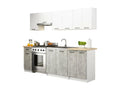 Meublori White Kitchen Set 240 cm 11 doors 1 drawer Concrete front 240x46x203 cm
